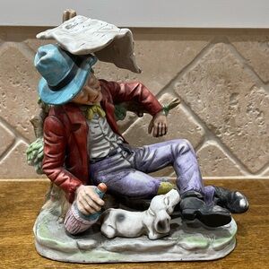 Vintage Ardco porcelain drinking hobo with dog figurine